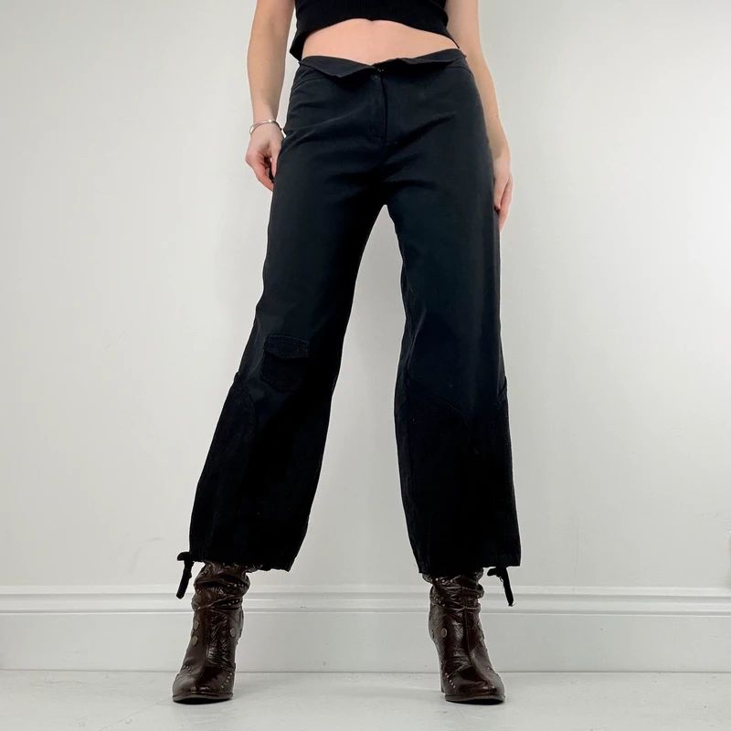 low rise wide leg capri pants