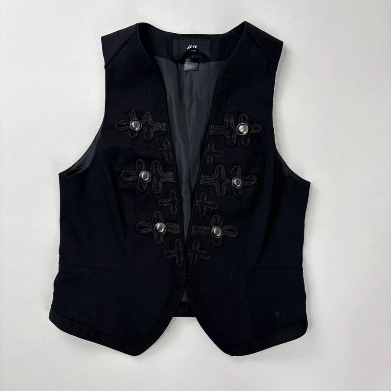 black military cropped napolionic waistcoat