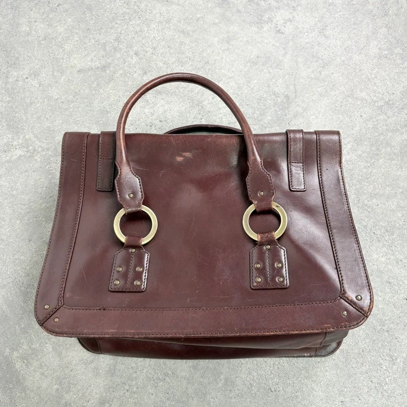 maroon brown Karen millen grunge briefcase handbag