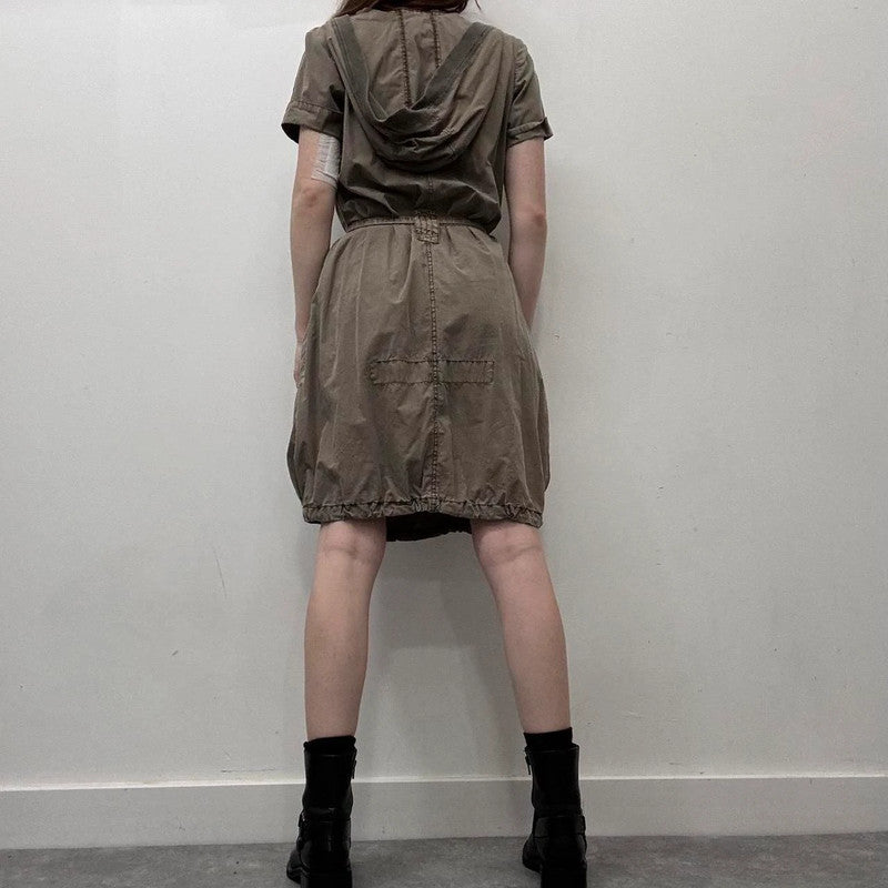 khaki cargo shirt dress