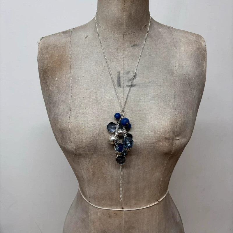 charm necklace silver hanging beads