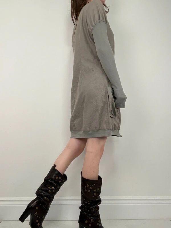 khaki Cop Copine long sleeve puff utility dress