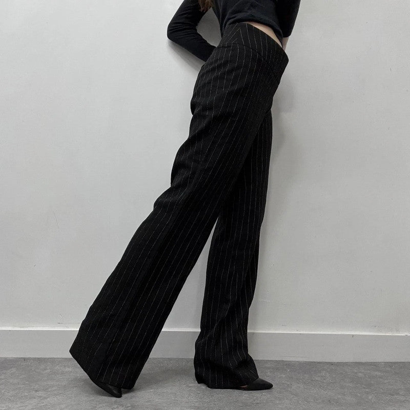 pinstripe wide leg suit pants