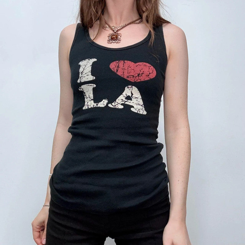 graphic printed ribbed vest