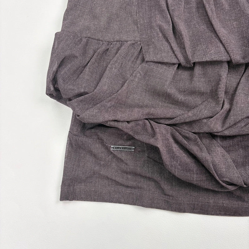 Brown gathered draped puff Cop Copine skirt