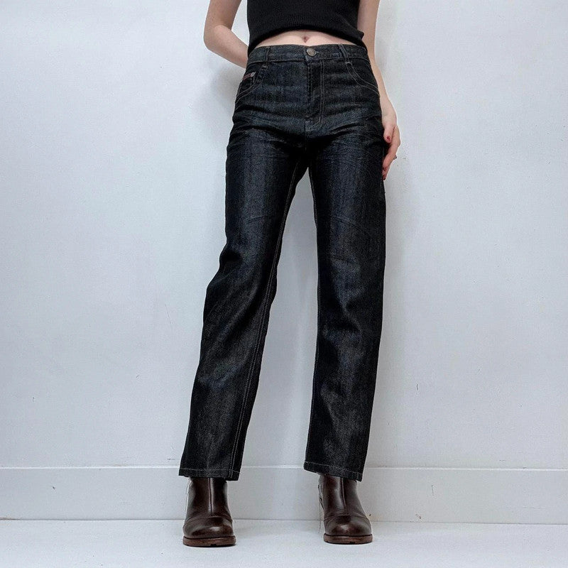 dark denim salvage wash fitted jeans