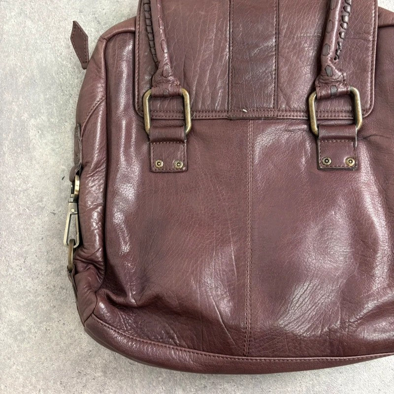 Brown buckle Y2K pocket slouchy tote bag