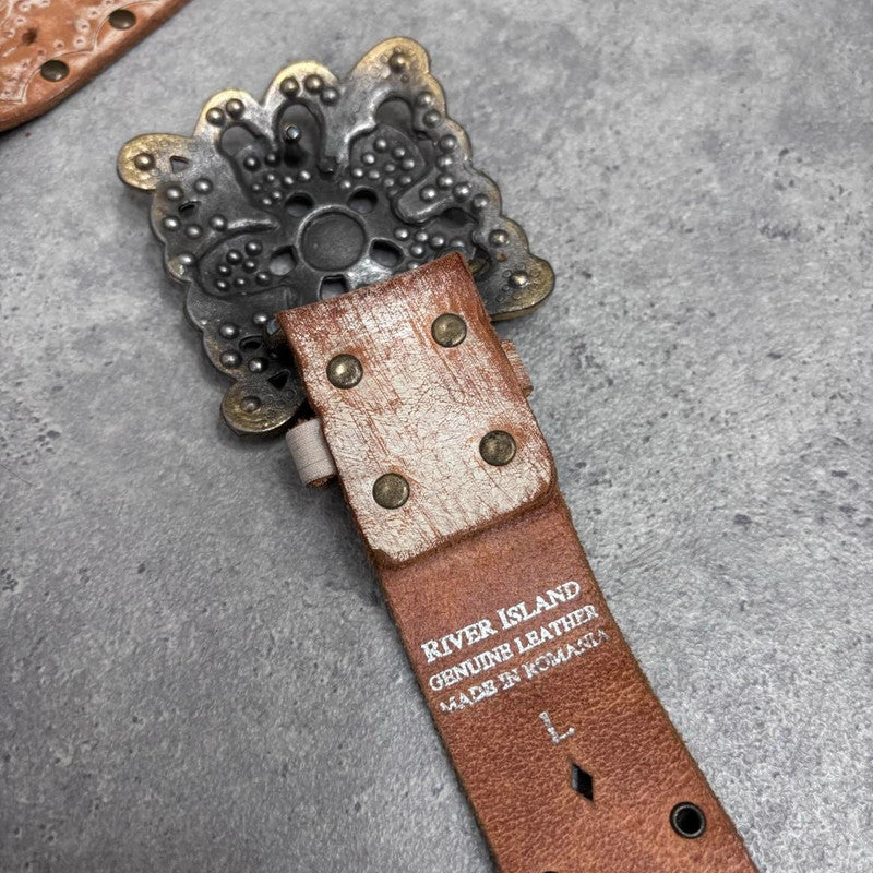 leather studded distressed belt