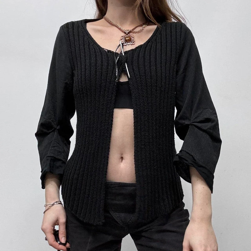knitted ribbed Cop copine structured top