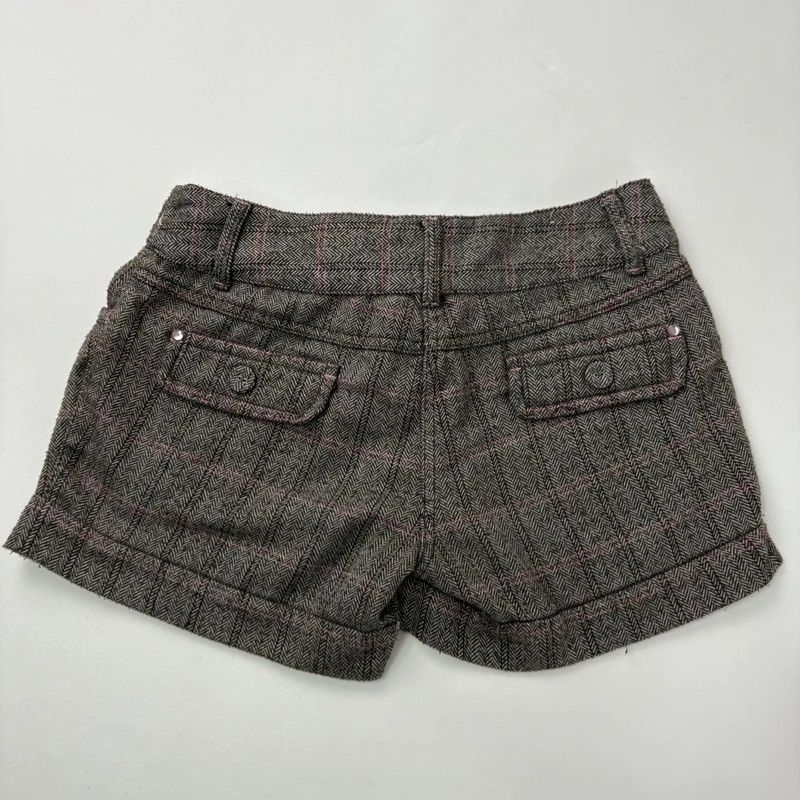 brown tweed velvet bow mini skirts