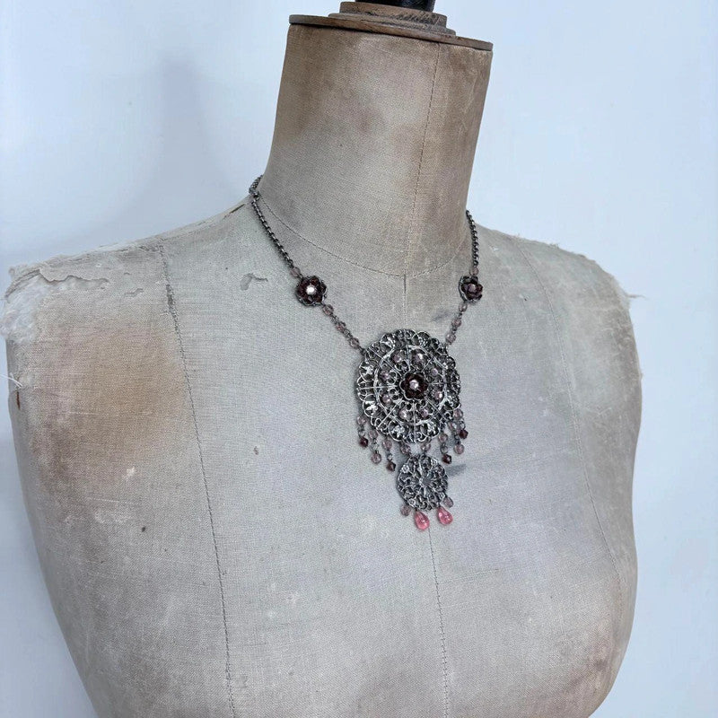 boho draped fairy silver necklace