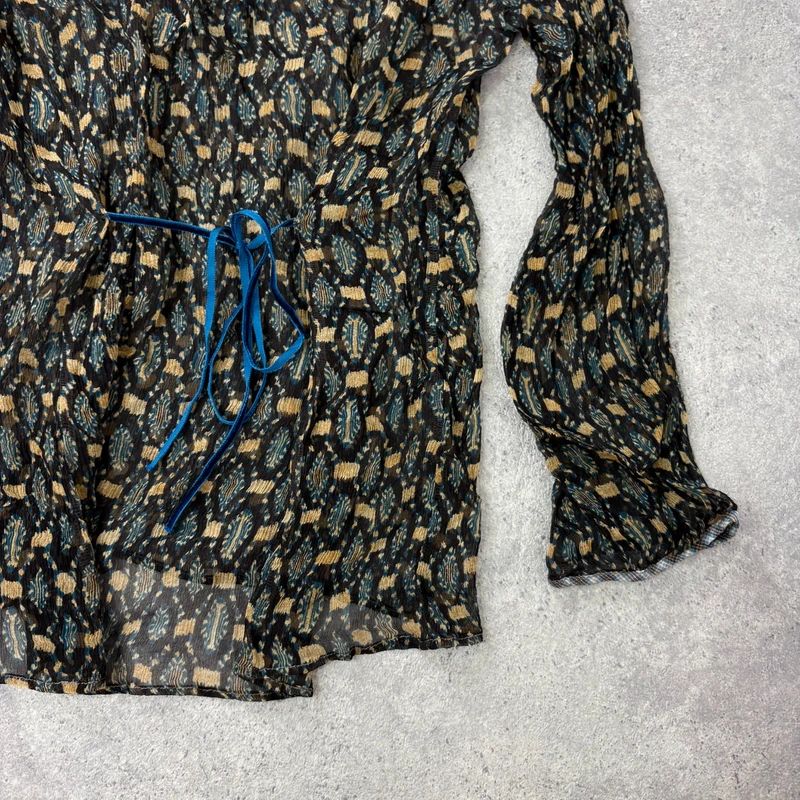 sheer polkadot silk blouse