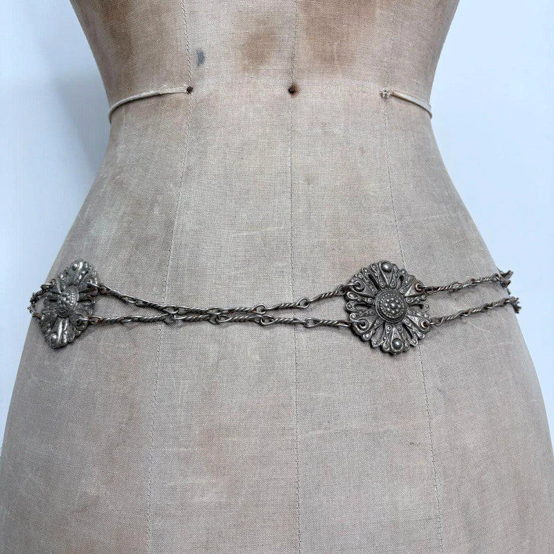 metal chain antique silver belt