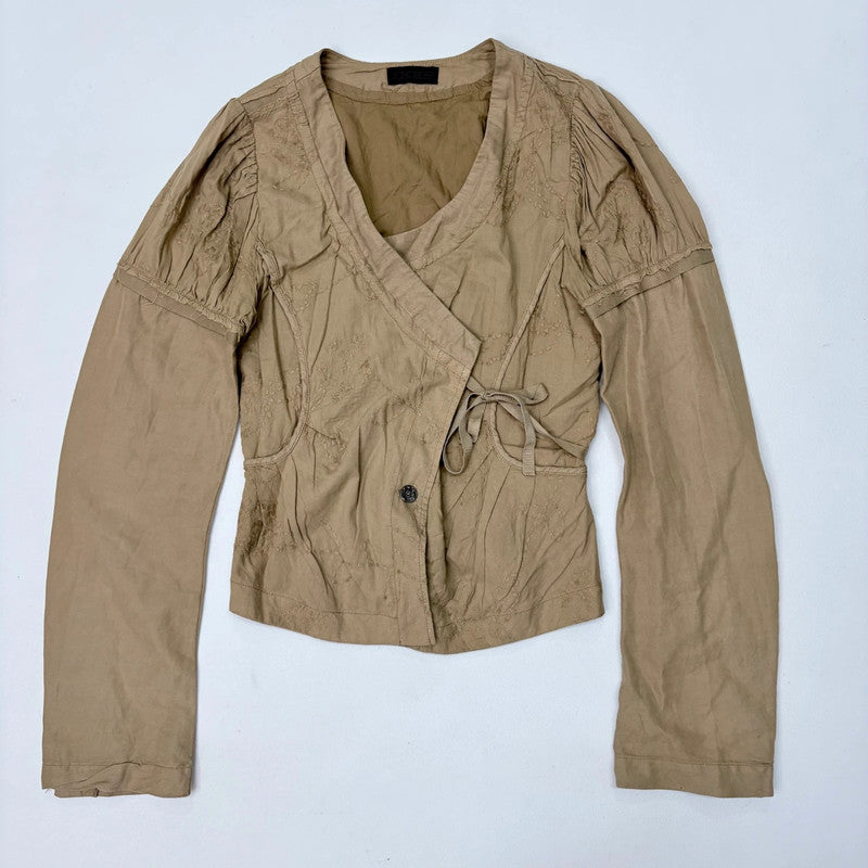 brown flared asymmetric fairy grunge jacket
