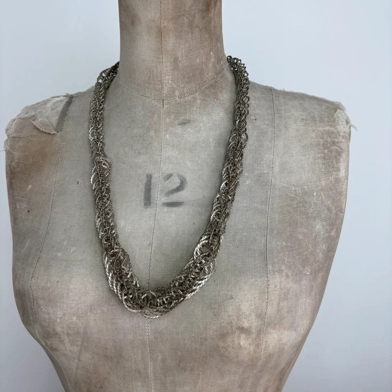 Chunky metal layered chain necklace