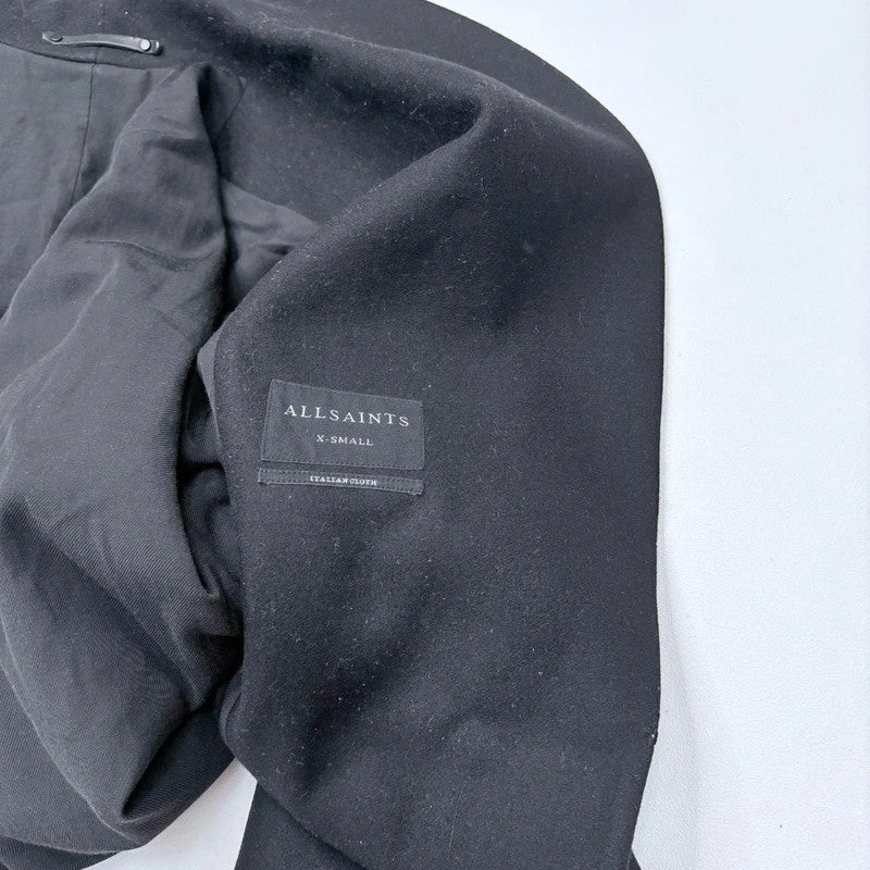 black wool allsaints slouchy peacoat