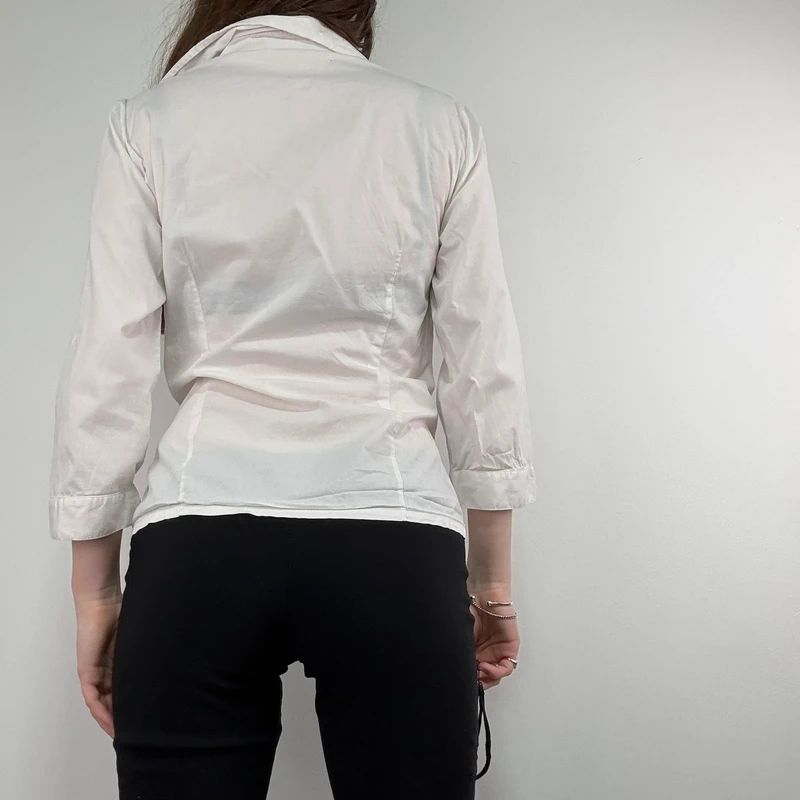 white pleated studded cotton napoleonic Morgan shirt