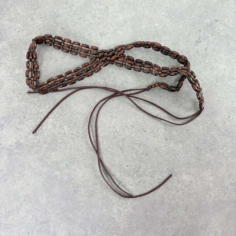 Brown beaded waist chain belt