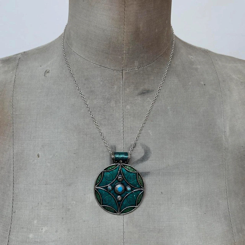 blue enamel hippie necklace