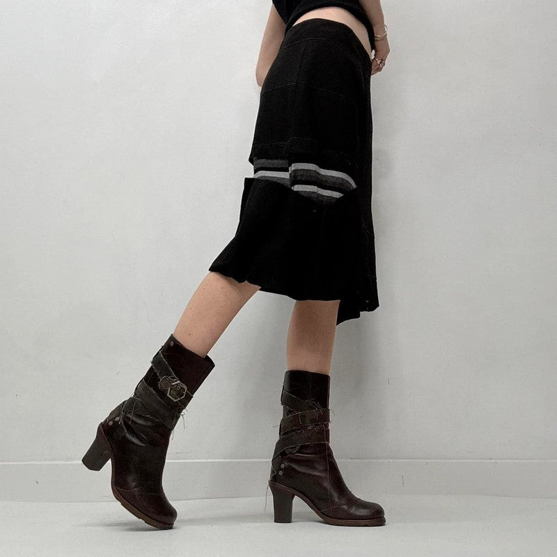 black puff midi skirt