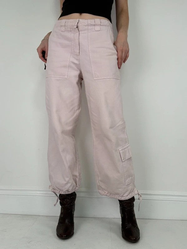 pink wide leg cropped capri pants