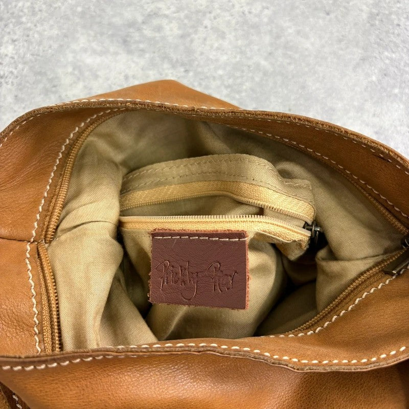 Soft light brown leather cargo boho bag