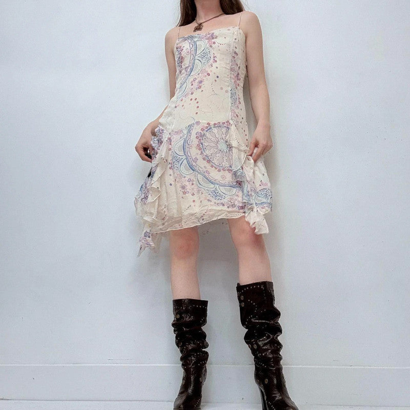 floral paisley fairy flutter mini dress