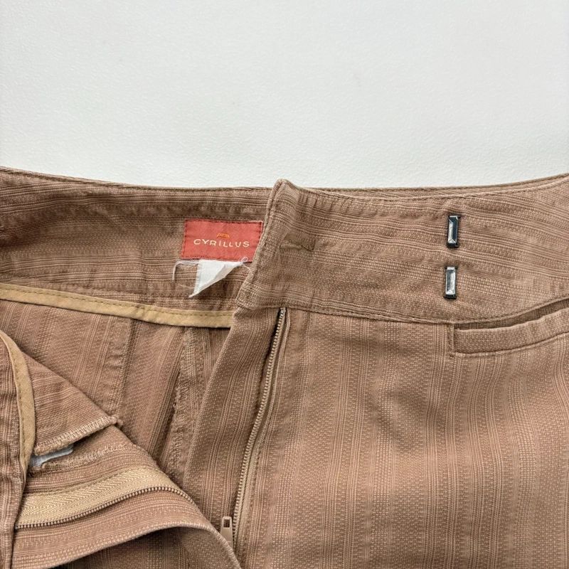 brown pinstripe wide leg flared