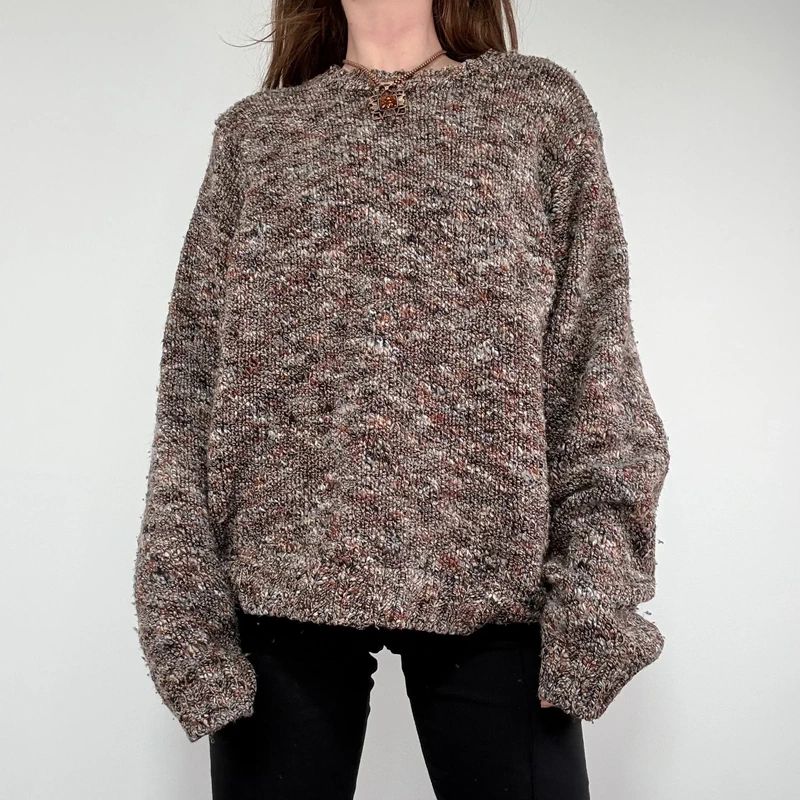 brown chunky knitted oversized jumper