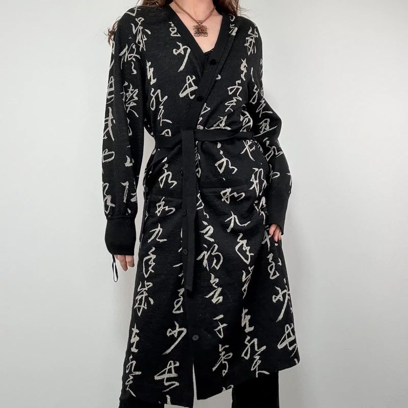 Hanae Mori Longline Wool Cardigan
