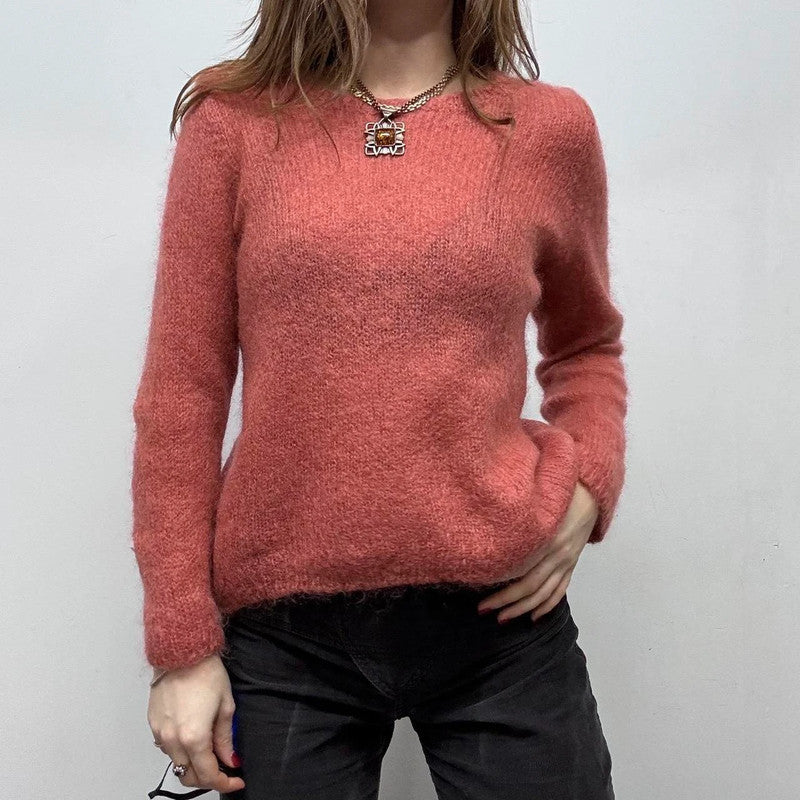 sheer pink mohair knit slouchy jumper