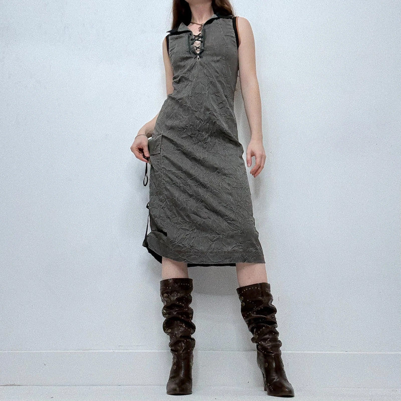 Cop copine distressed crinkle midi dress