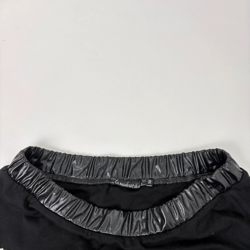 black gathered draped puff skirt