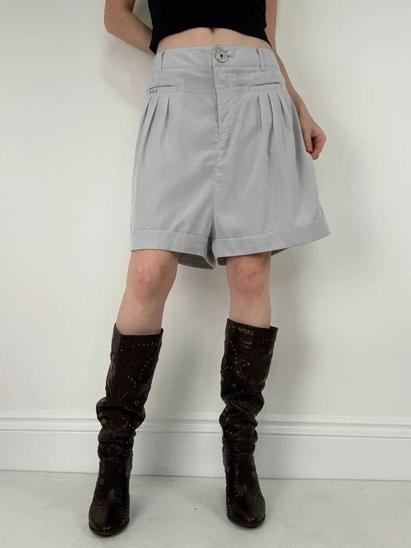 Cop Copine baby blue pleated cargo shorts