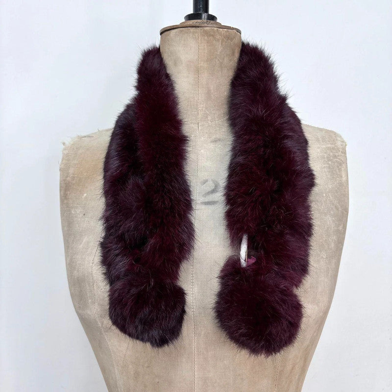 burgandy fur wrap scarf