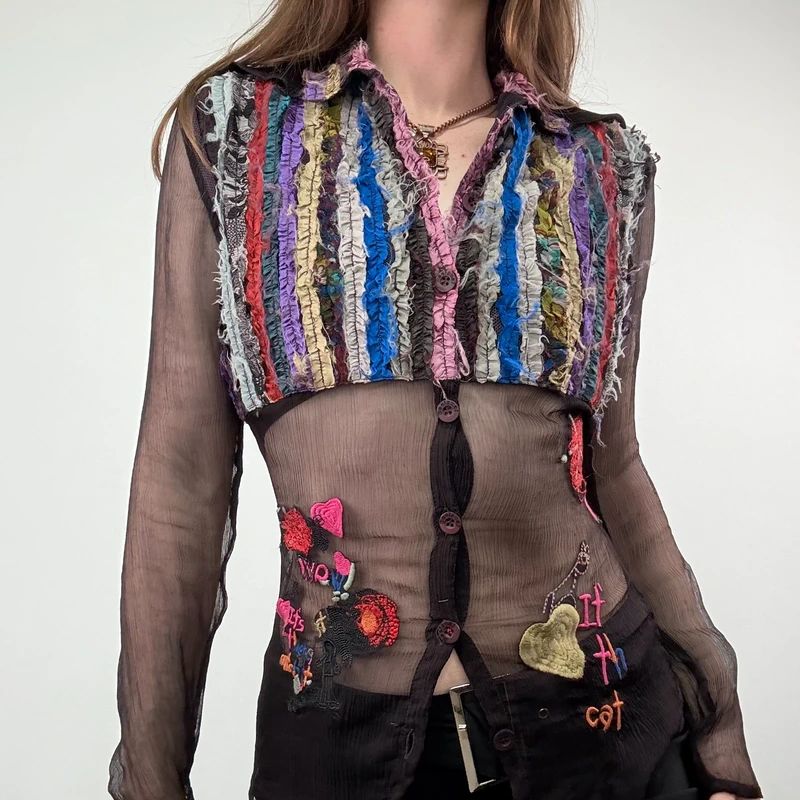 Desigual embroidered Sheer Shirt