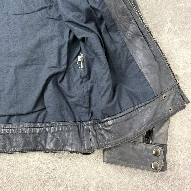 distressed leather boxy biker jacket