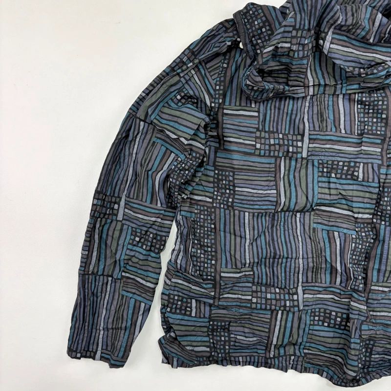 Asymmetric fold over draped checked pinstripe Shirt