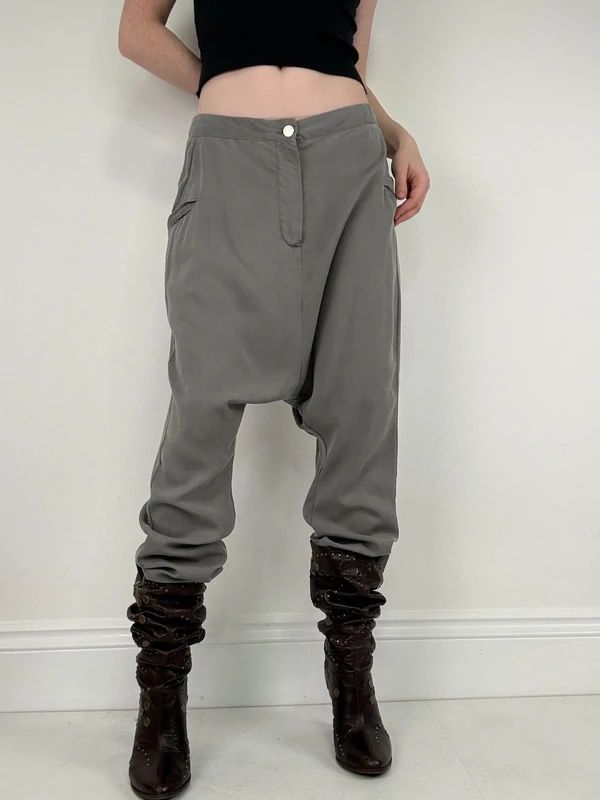 Silver slinky harem pants batwing trousers