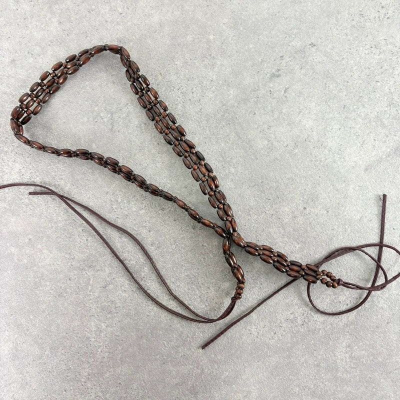 Brown beaded waist chain belt