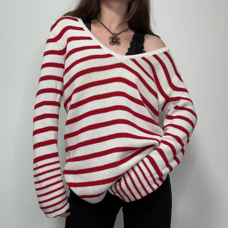 oversized slouchy striped knit jumper