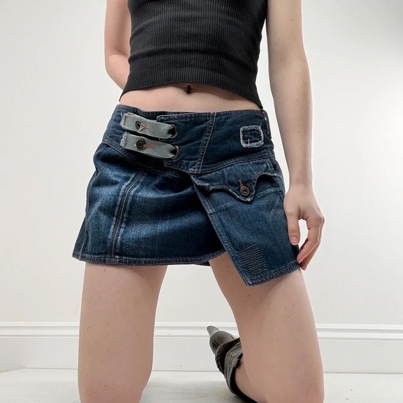 asymmetric denim Diesel mini skirt