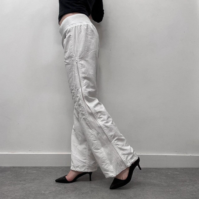 white flared wide leg trackies