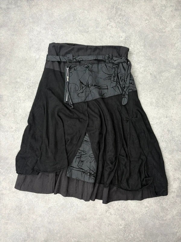 black pinstripe layered grunge maxi skirt