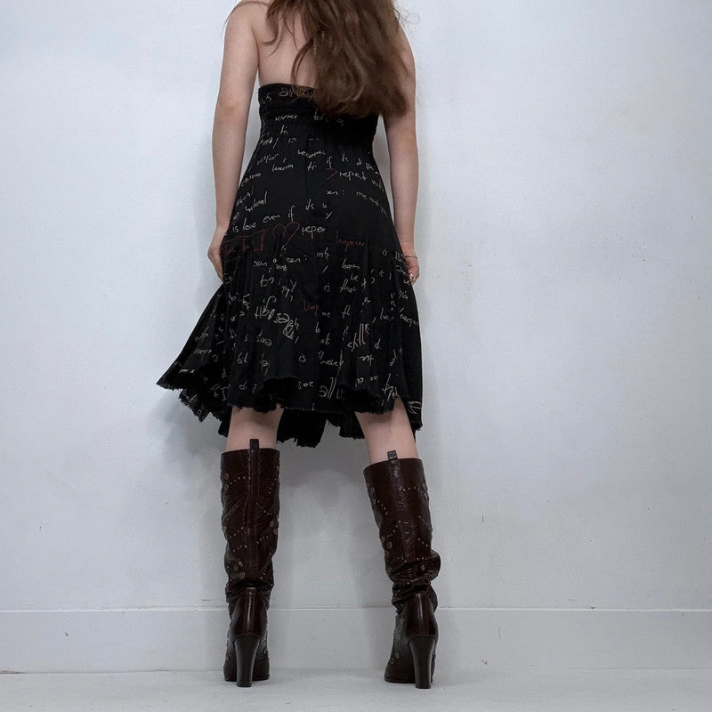 graphic printed text desigual flared dress