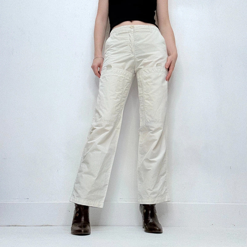 white straight leg utility trousers