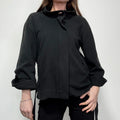 black flared cropped pea coat jacket