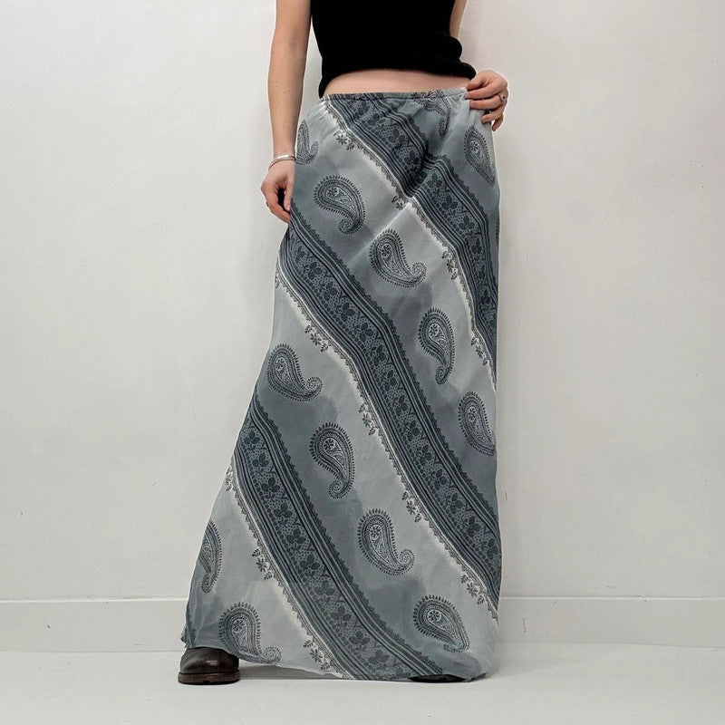 blue paisley maxi skirt