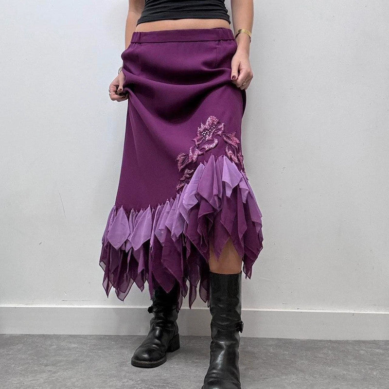 purple fairy flutter asymmetric skirt