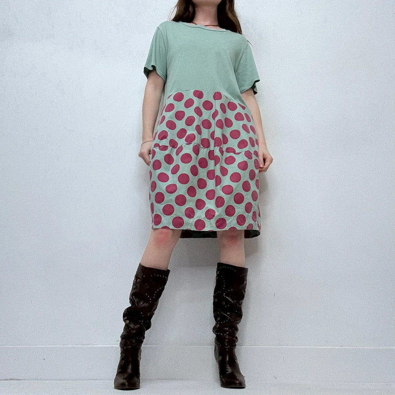 structured polka dot puff dress